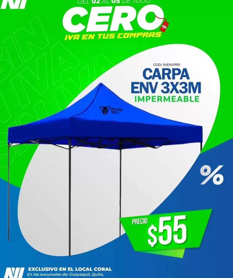 CARPA ENV 3X3M IMPERMEABLE