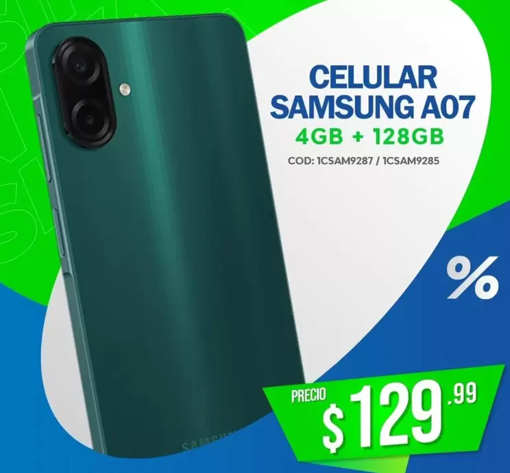 Samsung - CELULAR A07 4GB + 128GB COD: 1CSAM9287 / 1CSAM9285