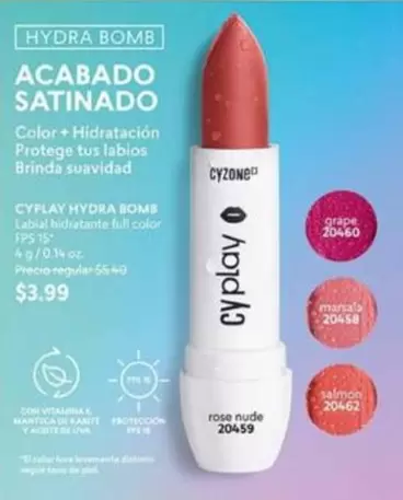 Nude - CYPLAY HYDRA BOMB Labial hidratante full color FPS 15