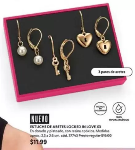 Colombia - ESTUCHE DE ARETES LOCKED IN LOVE X3