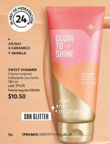 SWEET SHIMMER Crema corporal hidratante con brillo 180 ml cód. 37405
