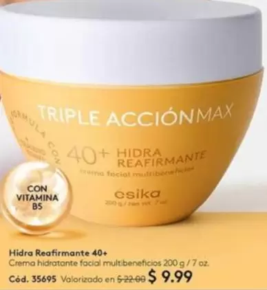 Ésika - Hidra Reafirmante 40+ Crema facial multibeneficios Cód. 35695
