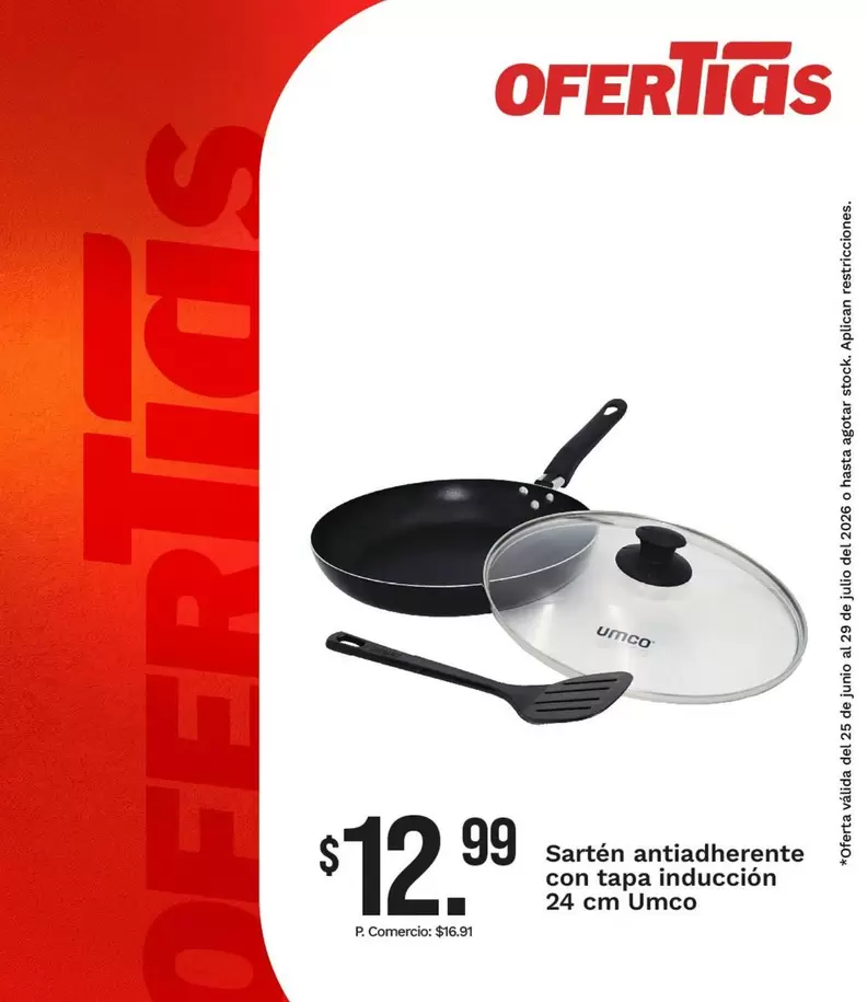 Umco - Sartén antiadherente con tapa