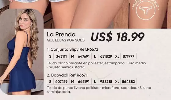 Conjunto Slipy Ref.R6672 or Babydoll Ref.R6671