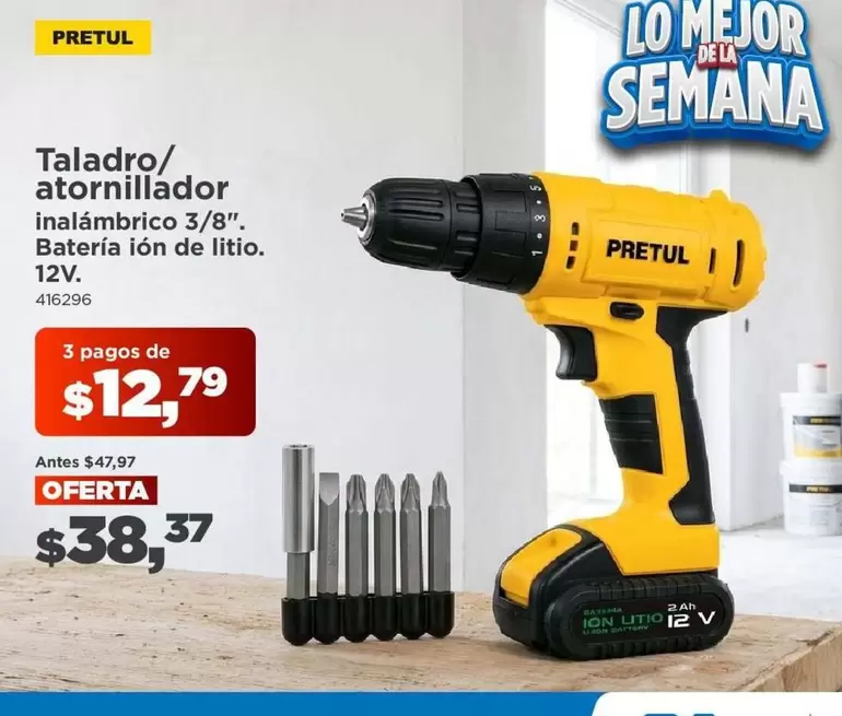 Taladro/atornillador inalámbrico 3/8"