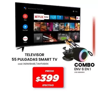 Netflix - TELEVISOR 55 PULGADAS SMART TV cod: IAENVB448/IAHTVB414 COMBO ENV 6 EN 1