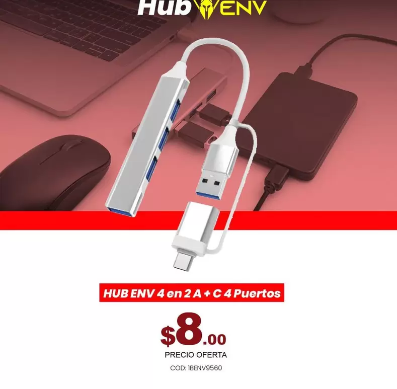 HUB ENV 4 en 2 A + C 4 Puertos