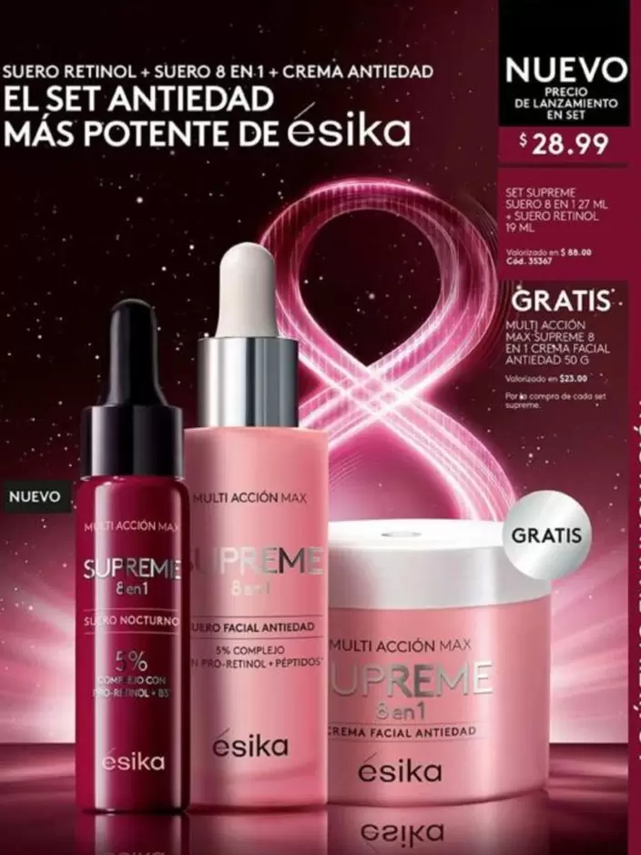 Ésika - SET ANTIEDAD (SUERO RETINOL + SUERO 8 EN 1 + CREMA ANTIEDAD)