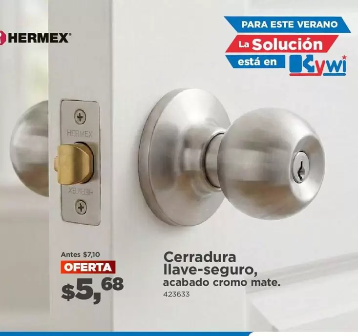 mate - Cerradura llave-seguro, acabado cromo . 423633