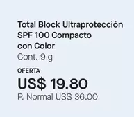 Total Block Ultraprotección SPF 100 Compacto con Color