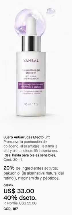 Yanbal - Suero Antiarrugas Efecto Lift