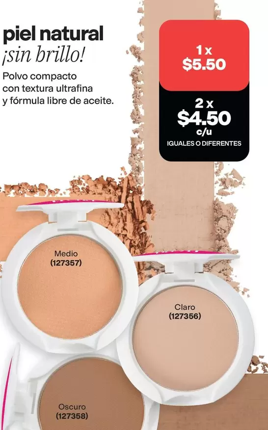 Piel natural ¡sin brillo! Polvo compacto
