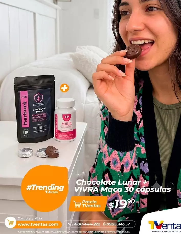 Imágenes - Chocolate Lunar + VIVRA Maca 30 cápsulas