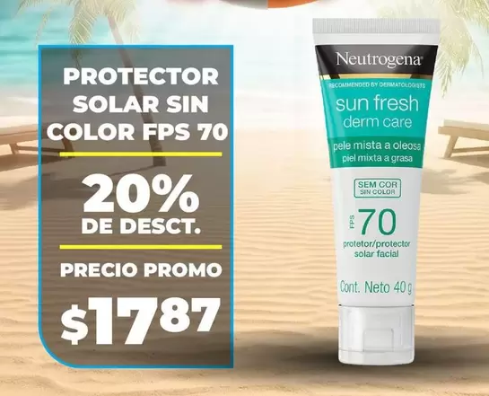 PROTECTOR SOLAR SIN COLOR FPS 70