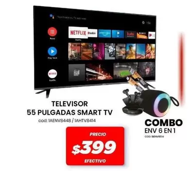 Netflix - TELEVISOR 55 PULGADAS SMART TV cod: 1AENV8448 / 1AHTVB414 COMBO ENV 6 EN 1