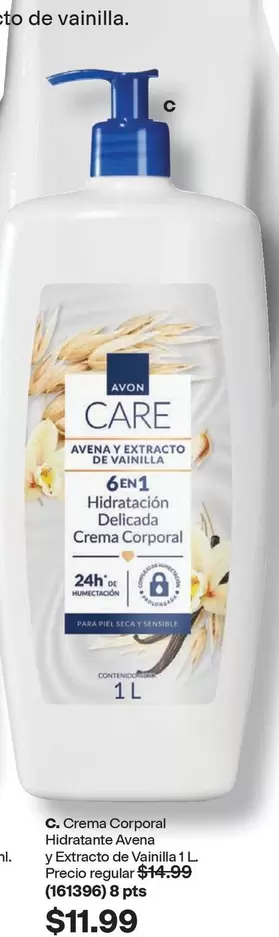 Avon - Crema Corporal Hidratante Avena y Extracto de Vainilla