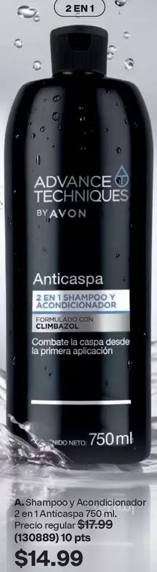 Avon - Shampoo y Acondicionador 2 en 1 Anticaspa 750 ml