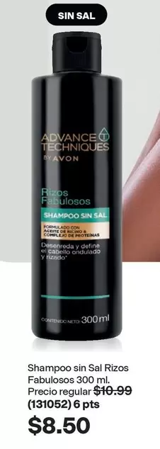 Avon - Shampoo sin Sal Rizos Fabulosos 300 ml. (131052)