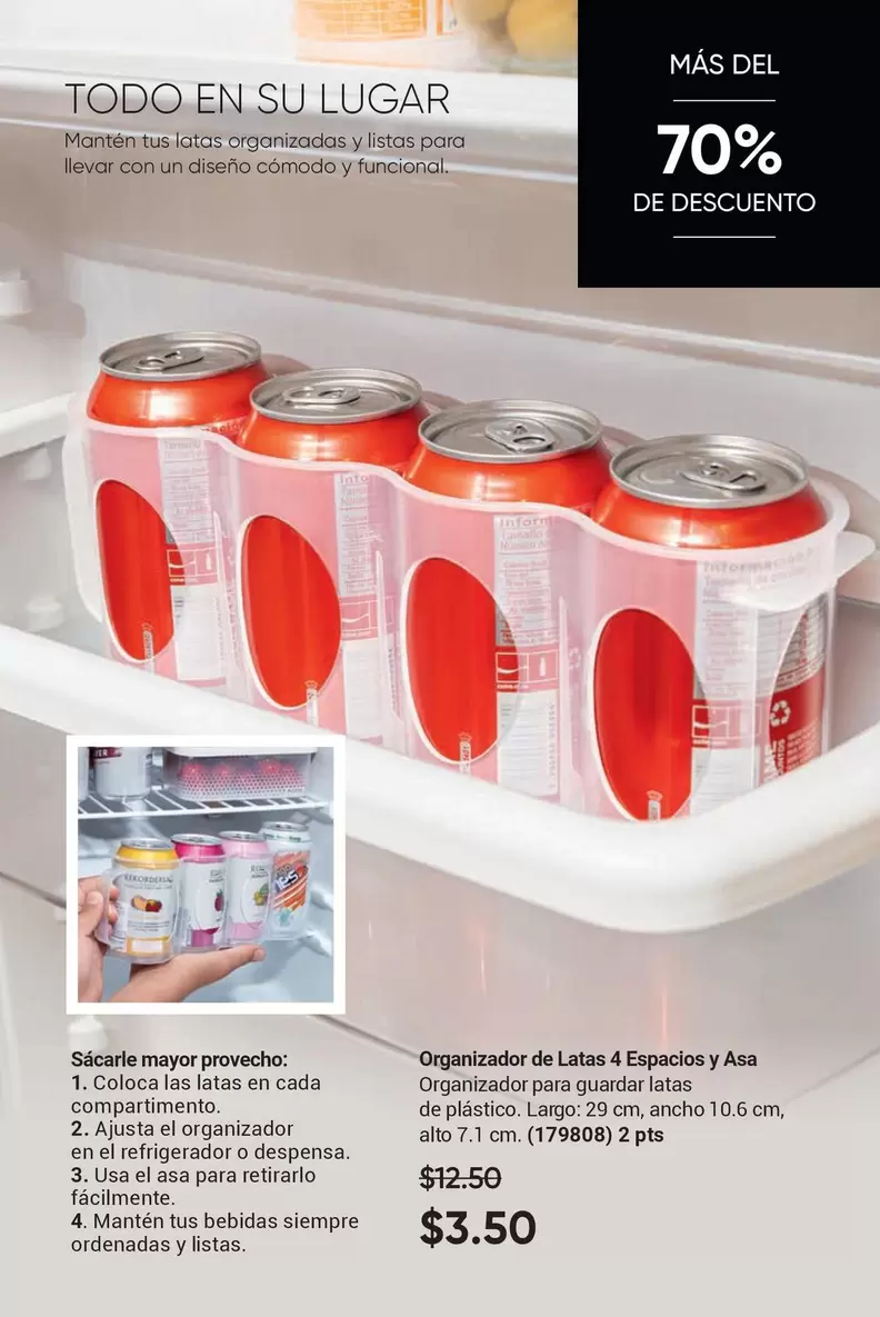 Organizador de Latas 4 Espacios / Asas de plástico (para 4 latas)