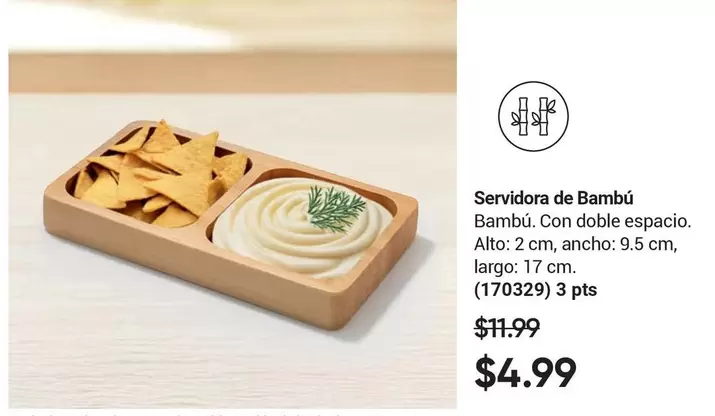 Servidora de Bambú con doble espacio (170329)