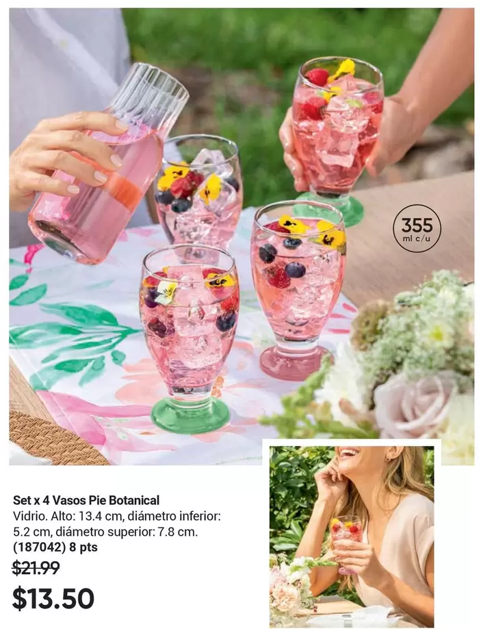 Set x 4 Vasos Pie Botanical