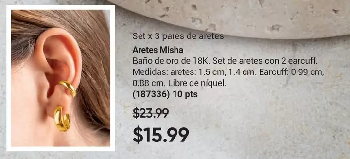 Set x 3 pares de aretes