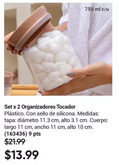 Set x 2 Organizadores Tocador