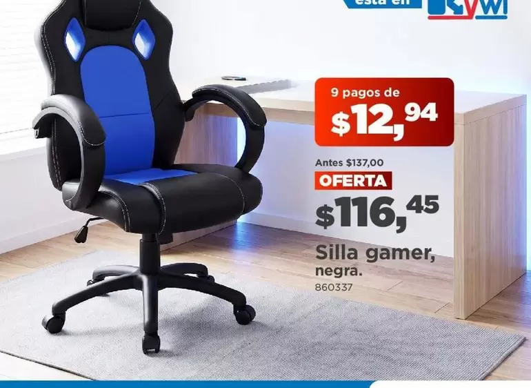 Silla gamer, negra. 860337