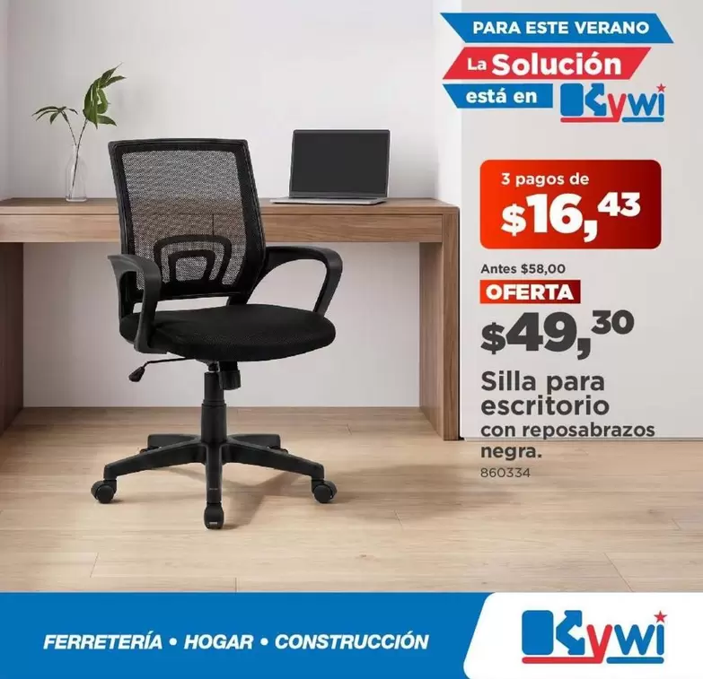 Silla para escritorio con reposabrazos negra