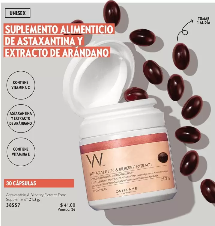Oriflame - SUPLEMENTO ALIMENTICIO DE ASTAXANTINA Y EXTRACTO DE ARÁNDANO