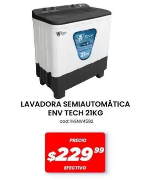 LAVADORA SEMIAUTOMÁTICA ENV TECH 21KG cod: 1HENV4592