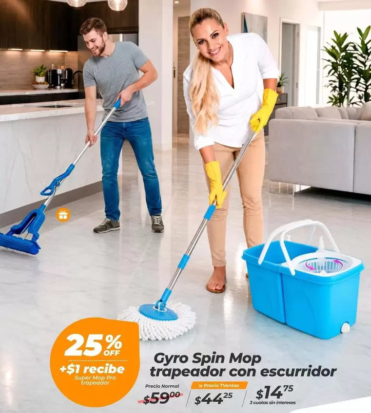 Pro - Gyro Spin Mop trapeador con escurridor