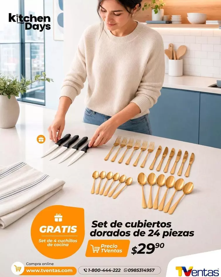 Set de cubiertos dorados