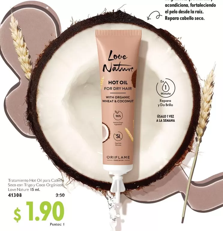 Oriflame - Love Nature Hot Oil for Dry Hair with Organic Wheat & Coconut 41308