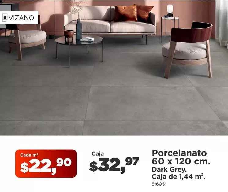 Porcelanato 60 x 120 cm.