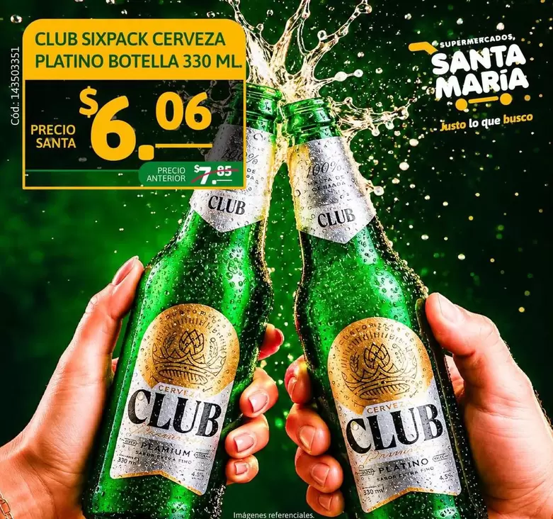 María - CLUB SIXPACK CERVEZA PLATINO BOTELLA 330 ML