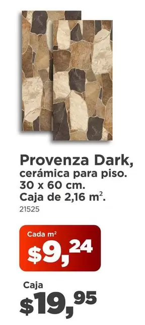 Provenza Dark, cerámica para piso. 30 x 60 cm. Caja de 2,16 m
21525