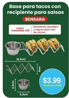 Base para tacos con recipiente para salsas