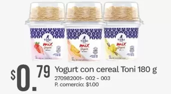 Mix - Yogurt con cereal Toni 180 g 270982001-002-003