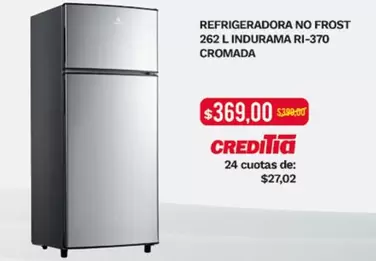 Indurama - REFRIGERADORA NO FROST 262 L RI-370 CROMADA