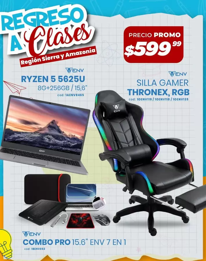 Pro - RYZEN 5 5625U 8G+256GB/15,6" + SILLA GAMER THRONEX, RGB