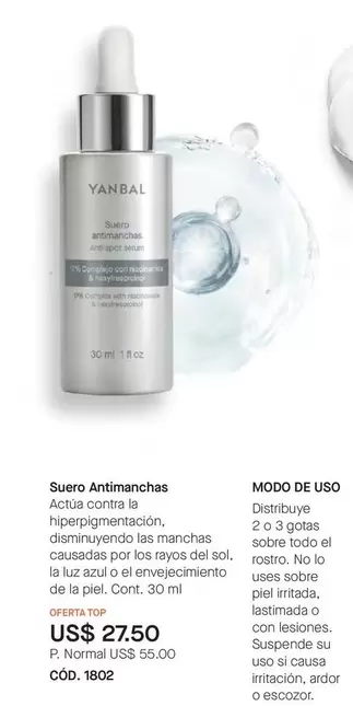 Yanbal - Suero Antimanhas Cód. 1802
