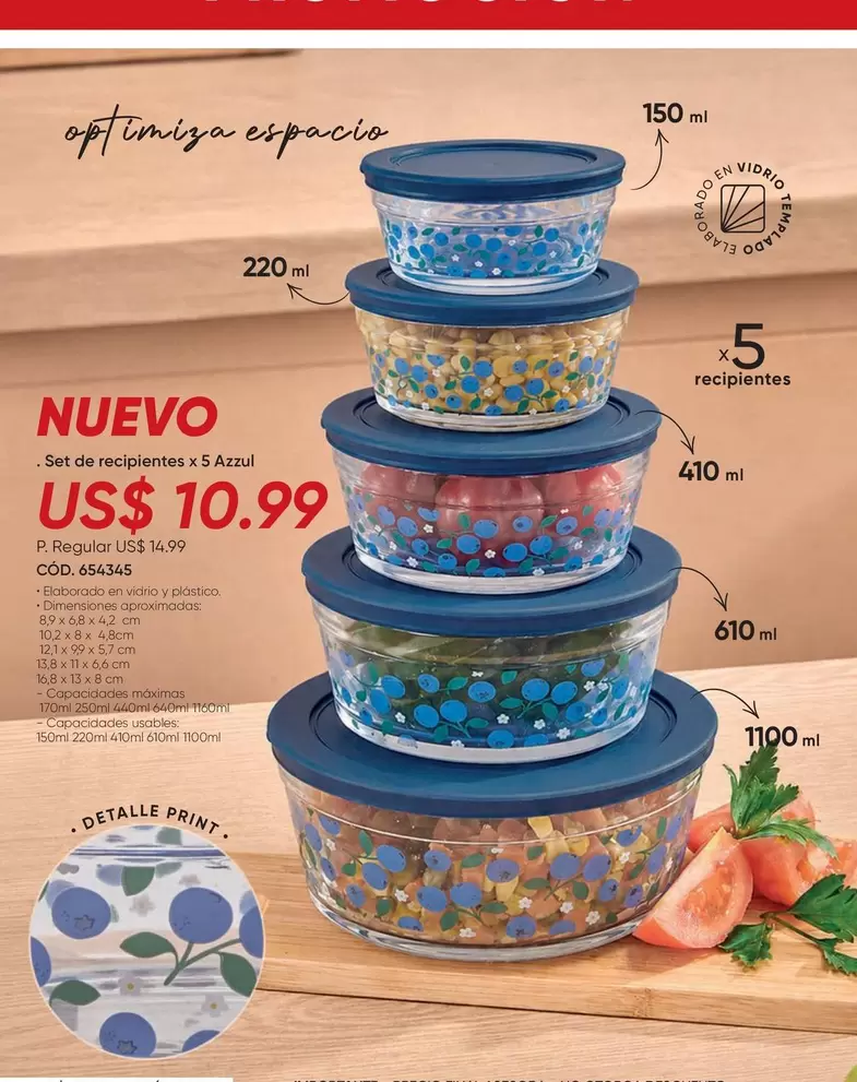 Set de recipientes x 5