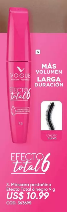 Negro - Máscara pestañina Efecto Total 6 negro 9 g