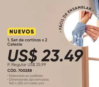 1. Set de cortinas x 2 Celeste CÓD. 700288