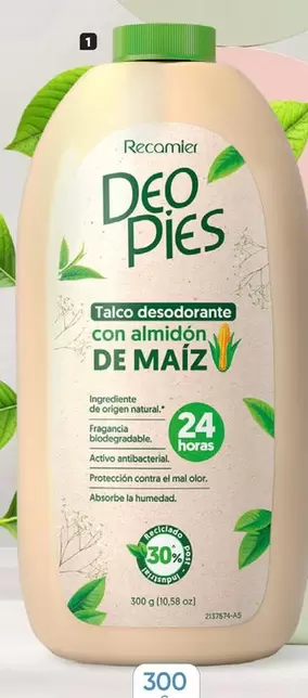 DEO PIES Talco desodorante con almidón DE MAÍZ