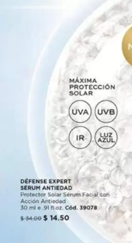 Azul - DÉFENSE EXPERT SÉRUM ANTIEDAD Protector Solar Sérum Facial con Acción Antiedad 50 ml e .91 fl.oz. Cód. 39078