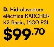 Hidrolavadora eléctrica K2 Basic, 1600 PSI