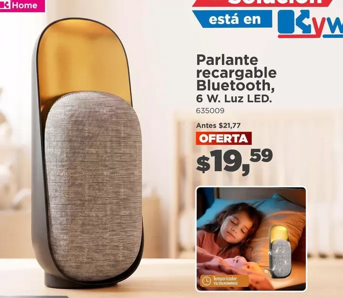 Parlante recargable Bluetooth, 6 W. Luz LED. 635009