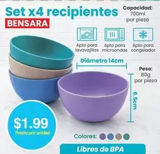 Set x4 recipientes